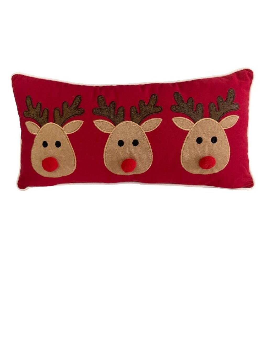 C&F Enterprises Reindeer Games Christmas Throw Pillow Red Rudolph Lumbar 10x20